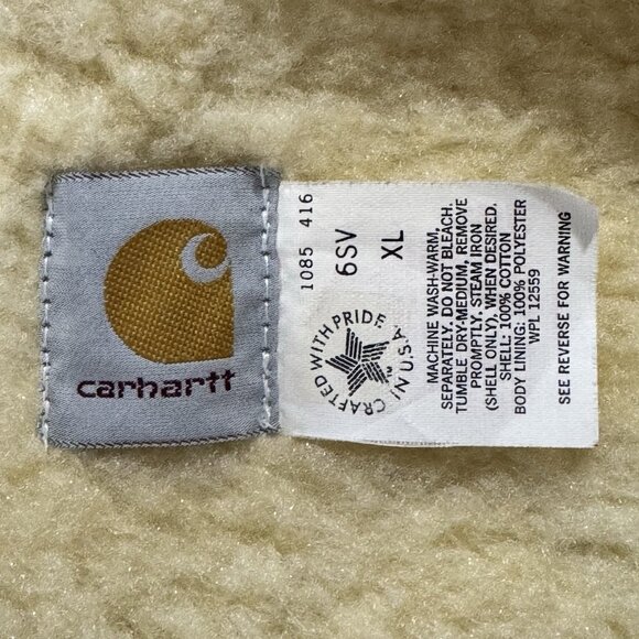 Vintage Carhartt 6SV Hunting Vest Mens XL Brown Sherpa Lined Duck Canvas Pockets - Picture 6 of 9